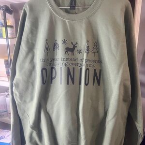 Green Sweater with Festive Print